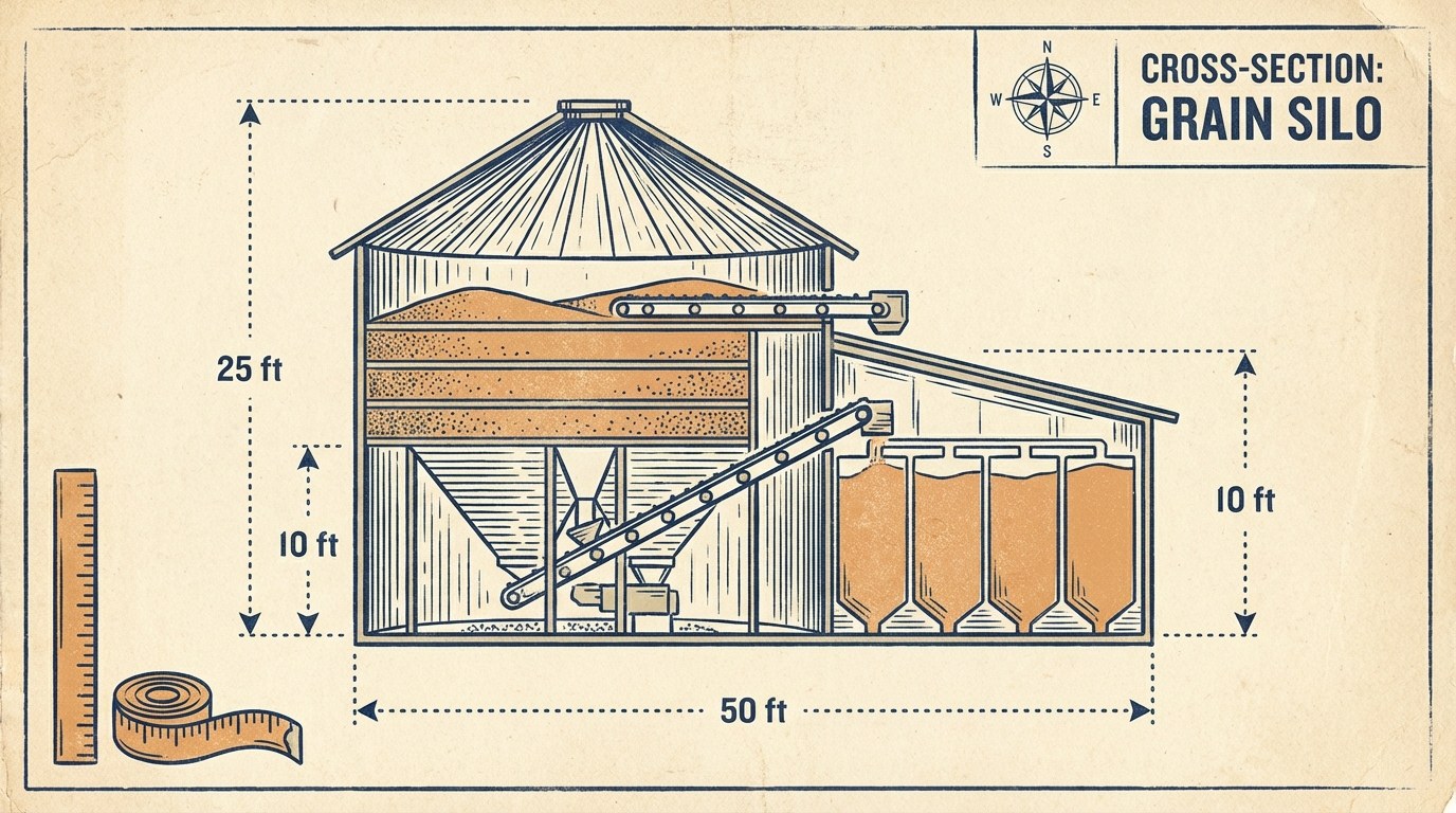 Grain Silo Cross-Section Diagram